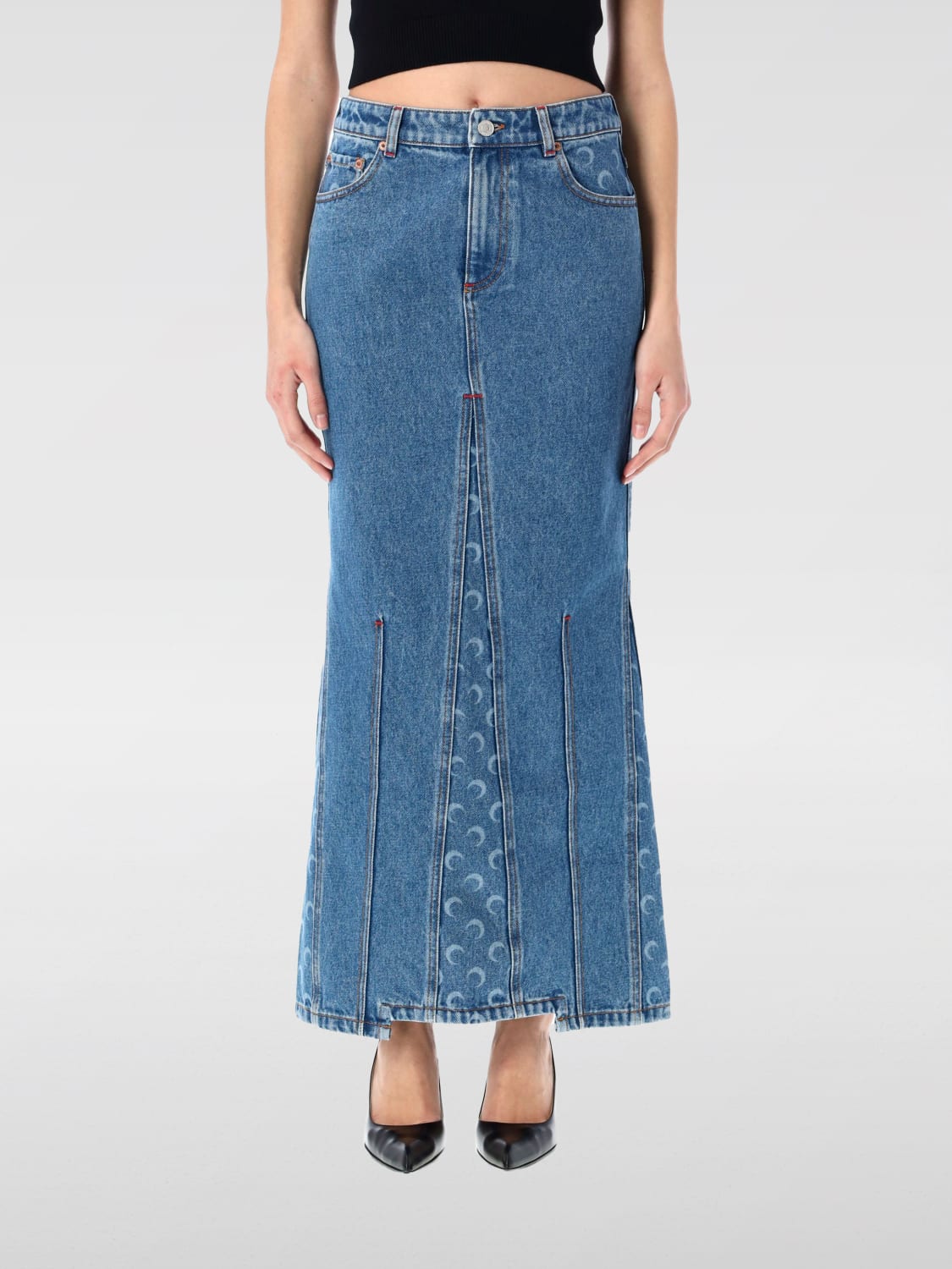 スカート MARINE SERRE SKIRT (WSK074ACDEN0002) MARINE SERRE: Skirt woman - Blue | Marine Serre skirt