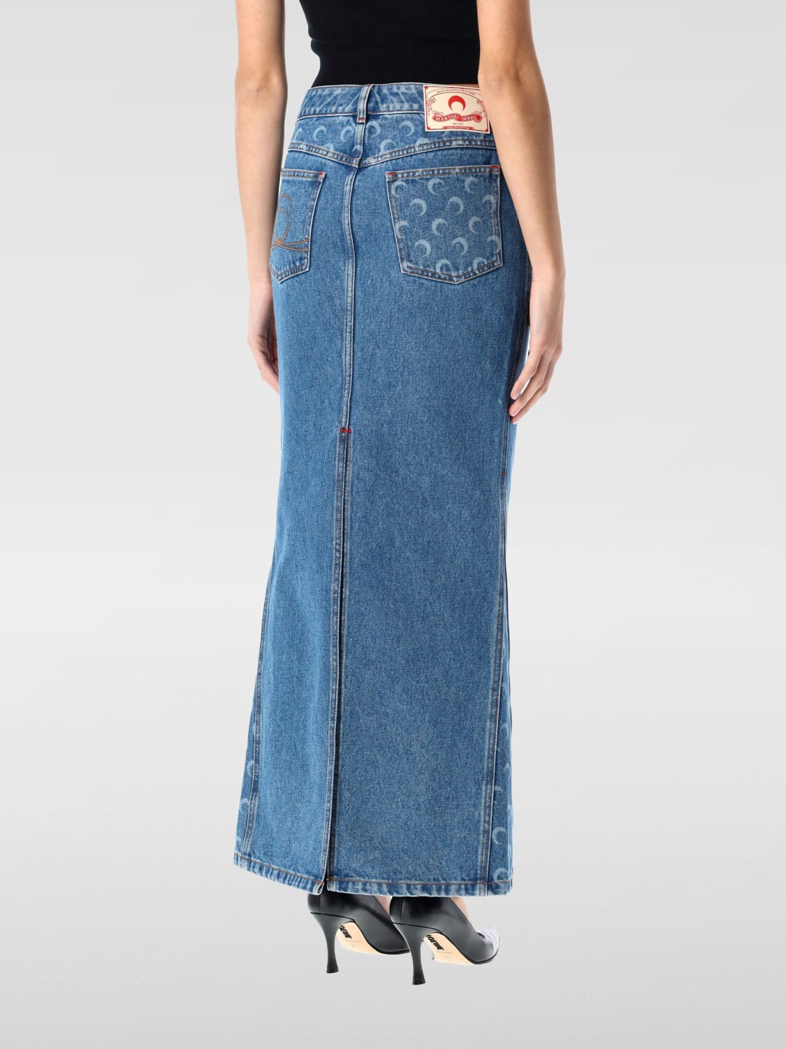 スカート MARINE SERRE SKIRT (WSK074ACDEN0002) MARINE SERRE: Skirt woman - Blue | Marine Serre skirt