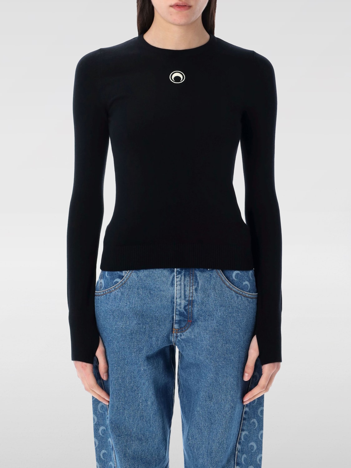 MARINE SERRE セーター: セーター レディース Marine Serre, ブラック - Img 1