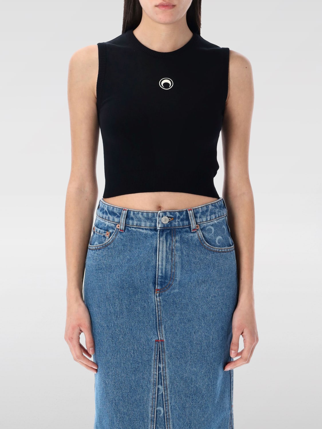 MARINE SERRE БЛУЗКА: Свитер Женское Marine Serre, Черный - Img 1