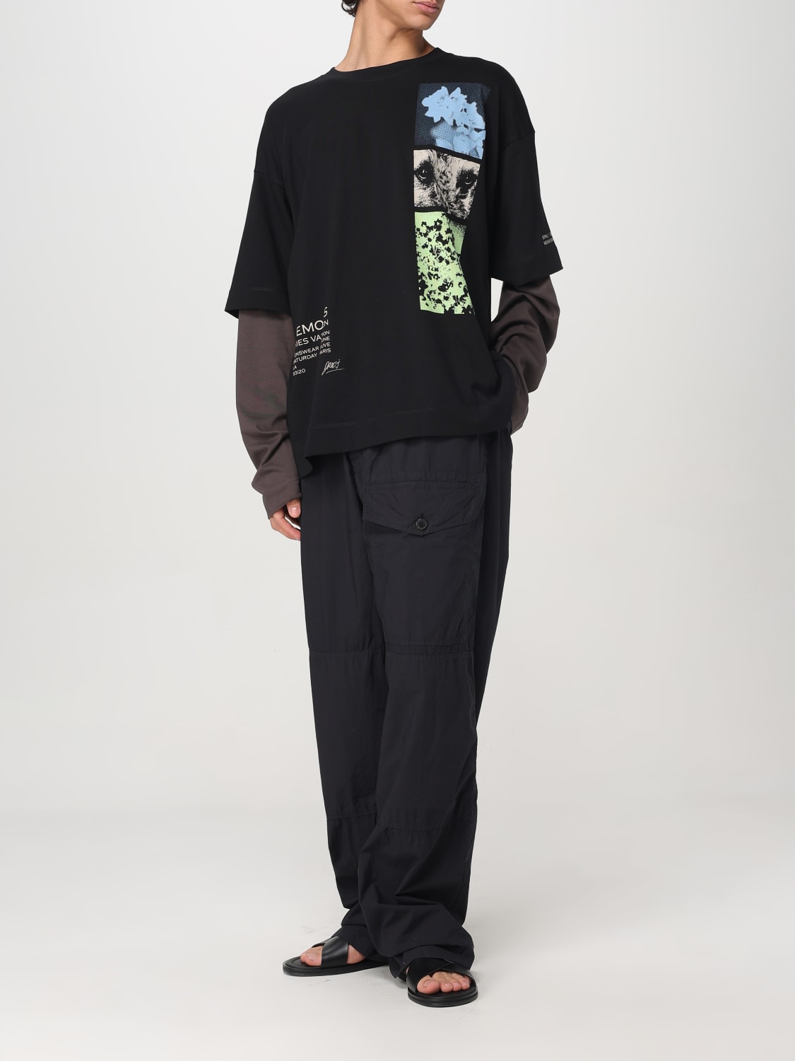 DRIES VAN NOTEN T-SHIRT: T-shirt oversize in cotone stampato Dries Van Noten, Nero - Img 2