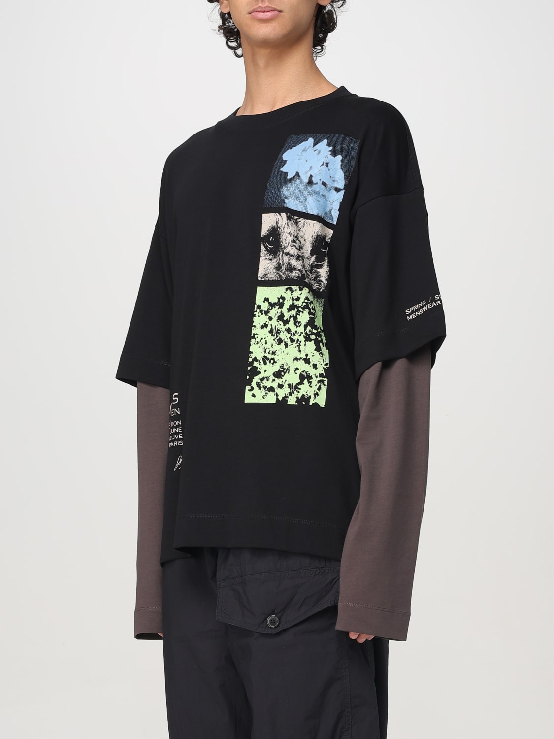 DRIES VAN NOTEN T-SHIRT: T-shirt oversize in cotone stampato Dries Van Noten, Nero - Img 4