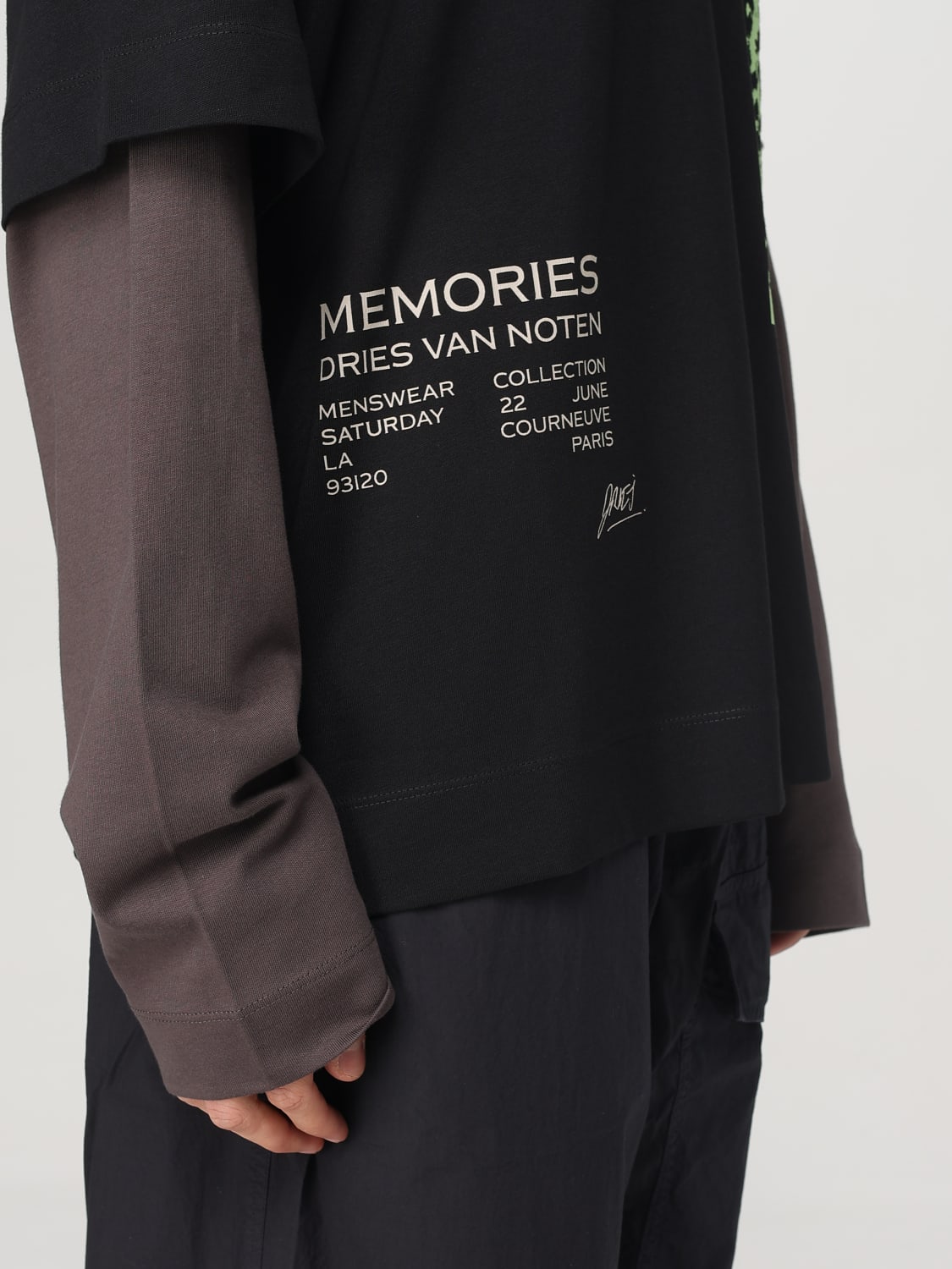 DRIES VAN NOTEN T-SHIRT: T-shirt oversize in cotone stampato Dries Van Noten, Nero - Img 5