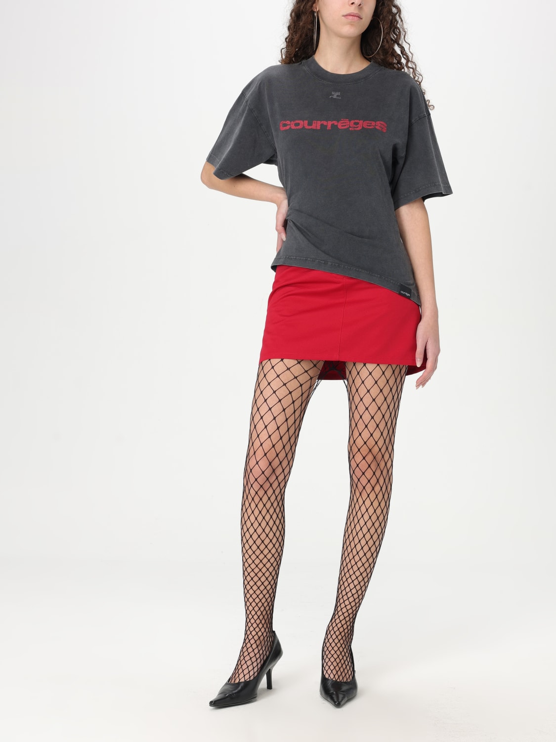 Tシャツ・カットソー COURREGES Women Tops 125JTS168JS0109B168 Grey FITTED PRINTED T-SHIRT - courrèges