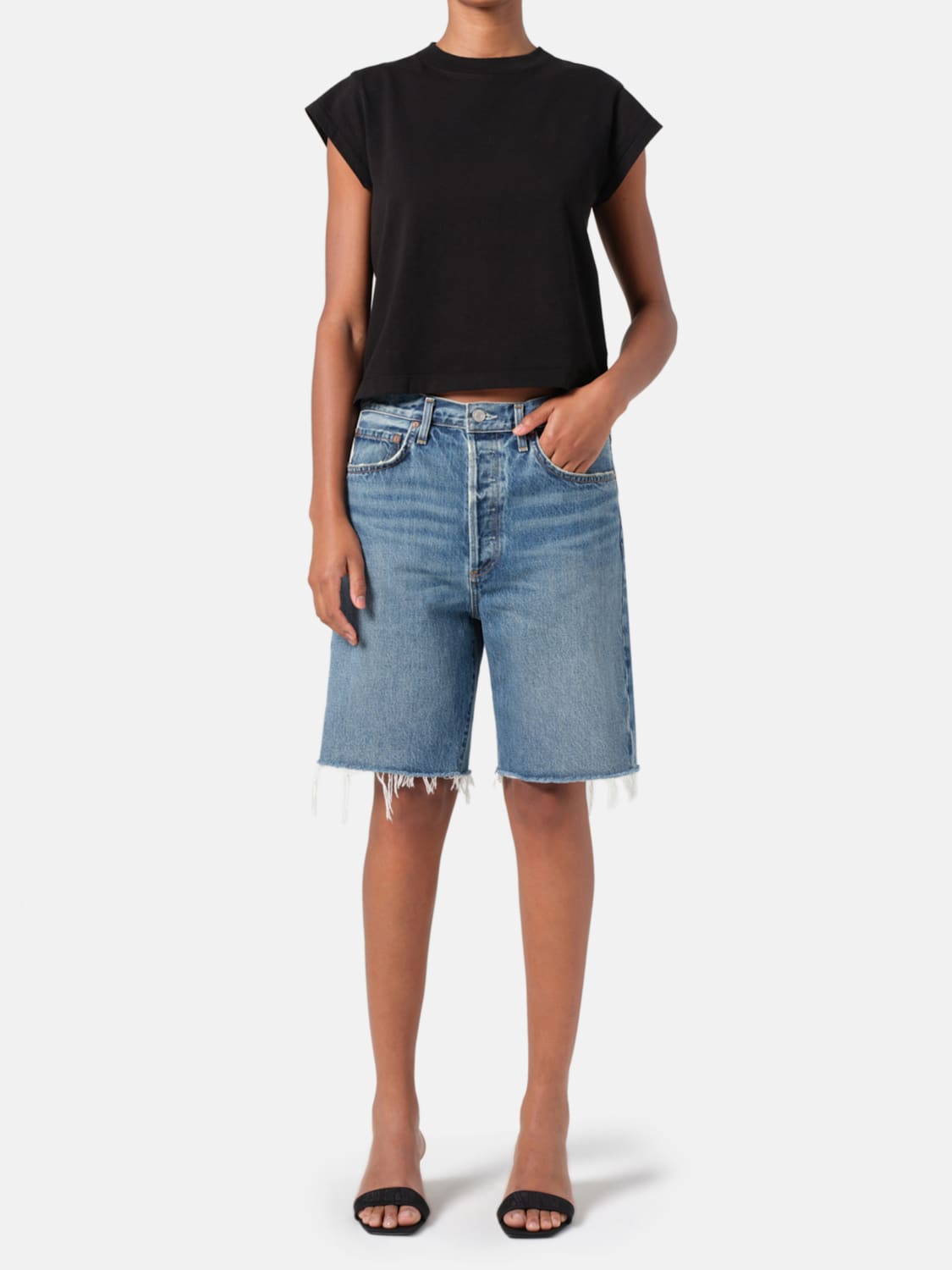 AGOLDE PANTALONCINI: Pantaloncino Agolde in denim di cotone , Blue - Img 2