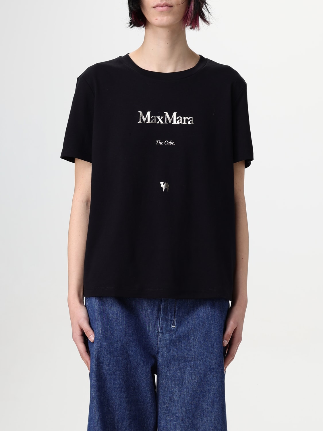 MAX MARA T-SHIRTS: T-shirt Max Mara in cotone con logo , Nero - Img 1