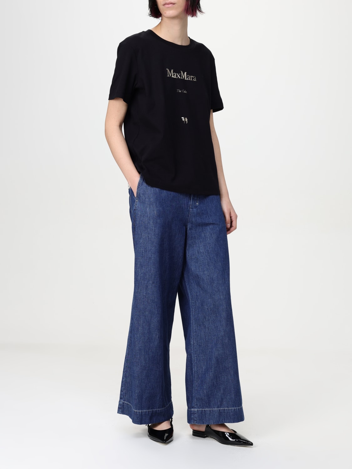MAX MARA T-SHIRTS: T-shirt Max Mara in cotone con logo , Nero - Img 2