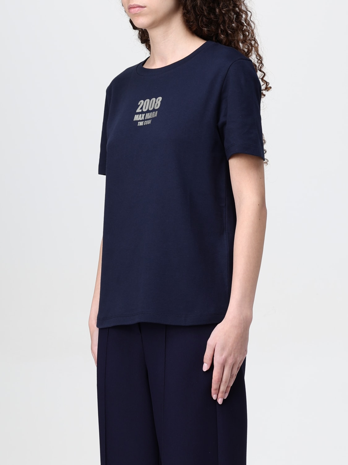 MAX MARA T-SHIRTS: T-shirt Max Mara in cotone con logo , Blue - Img 3