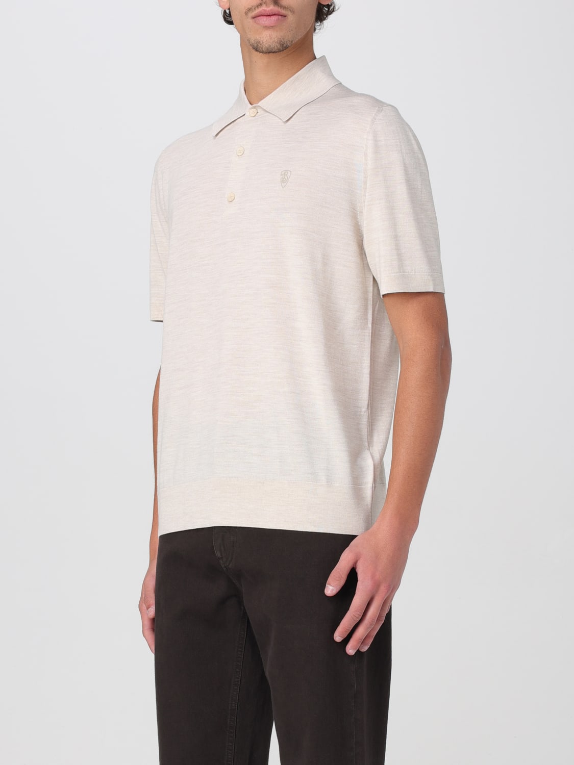 BURBERRY POLO: Polo in lana TB Burberry, Beige - Img 4