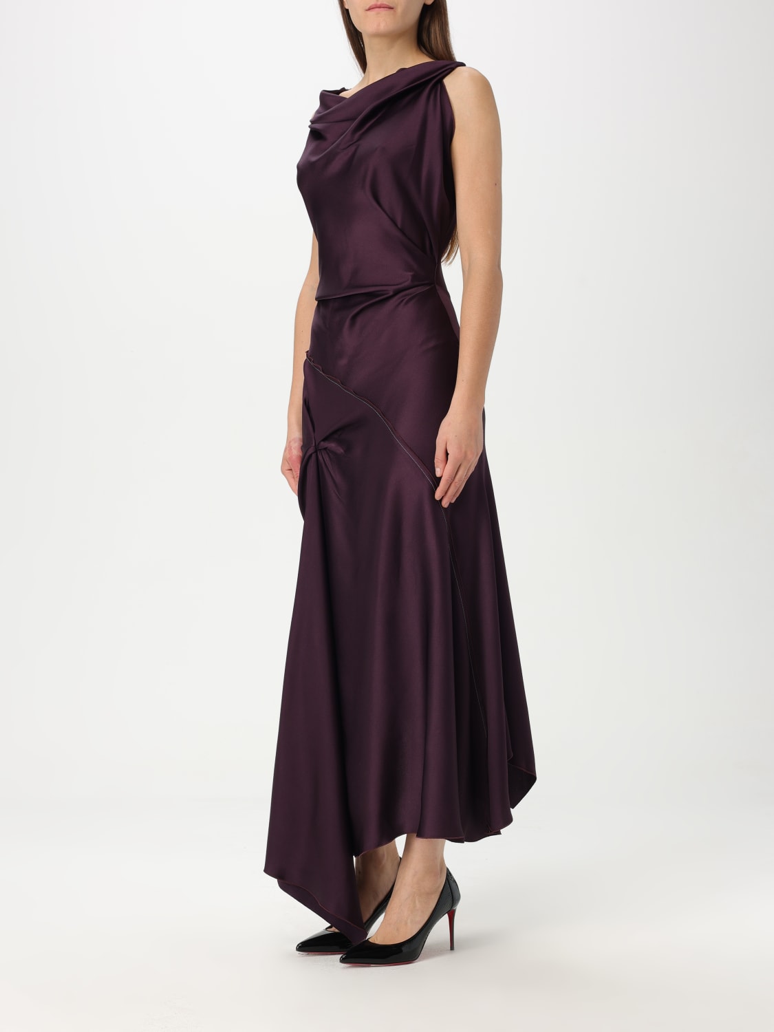 VICTORIA VICTORIA BECKHAM ABITO: Abito Victoria Victoria Beckham in misto viscosa, Viola - Img 3