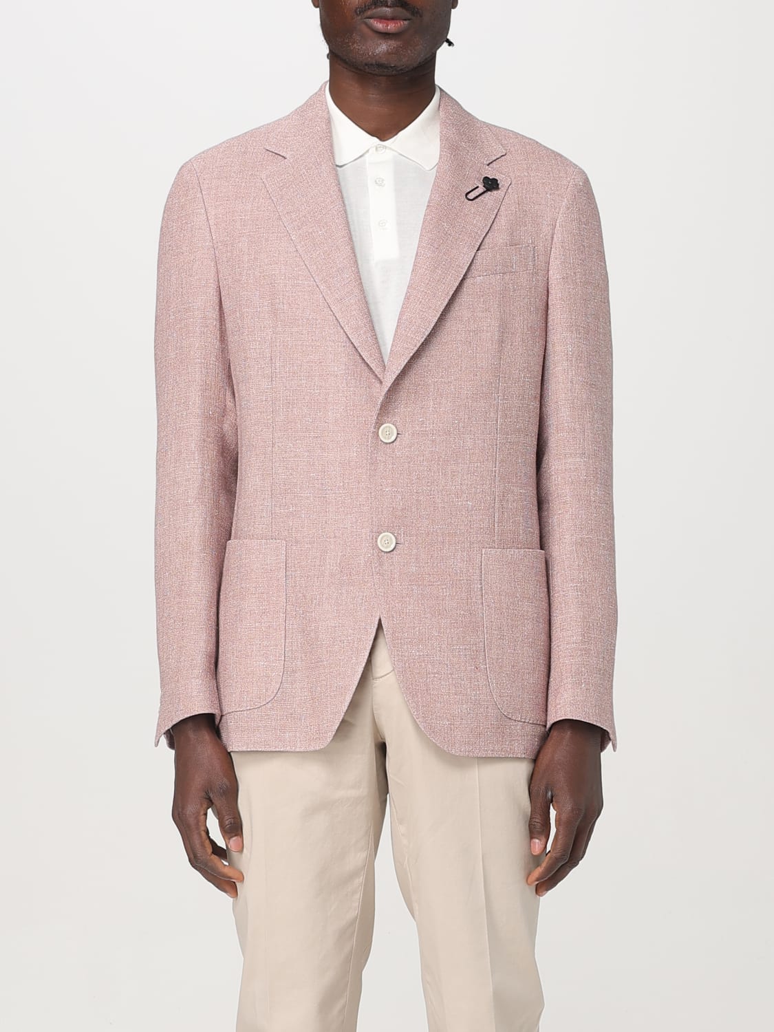 LARDINI JACKET: Lardini linen and wool blazer, Blush Pink - Img 1