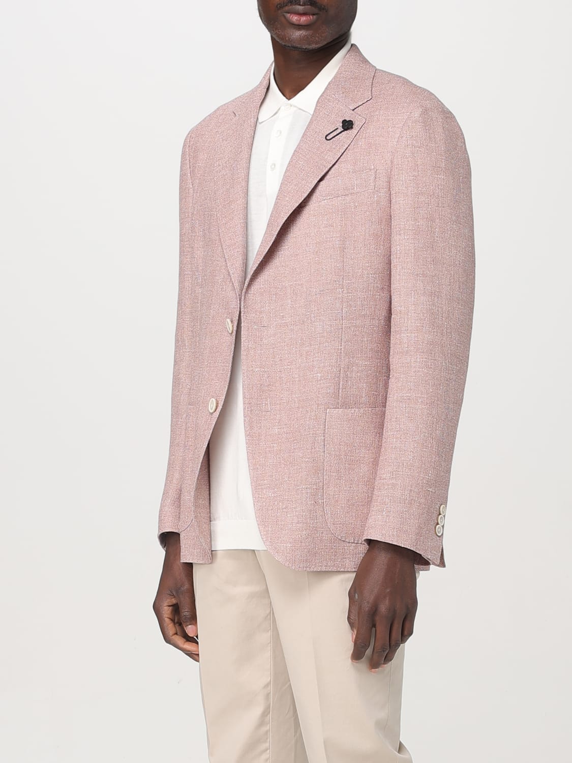 LARDINI JACKET: Lardini linen and wool blazer, Blush Pink - Img 3