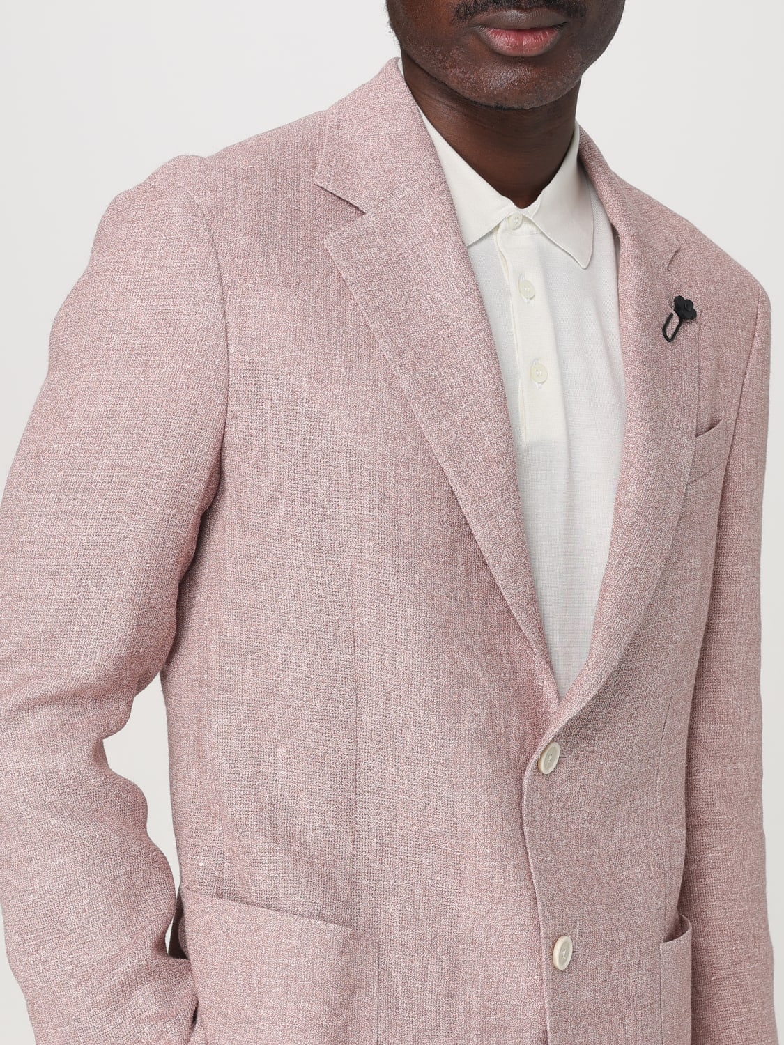 LARDINI JACKET: Lardini linen and wool blazer, Blush Pink - Img 4