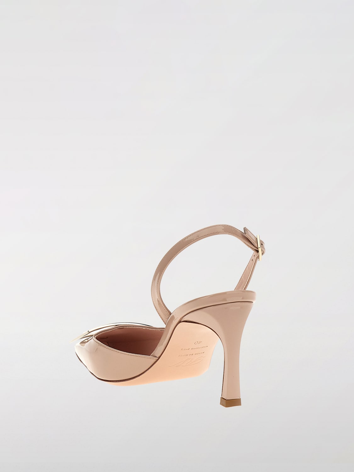 ROGER VIVIER DÉCOLLETÉ: Slingback Trompette Roger Vivier in vernice con fibbia decorativa , Beige - Img 3