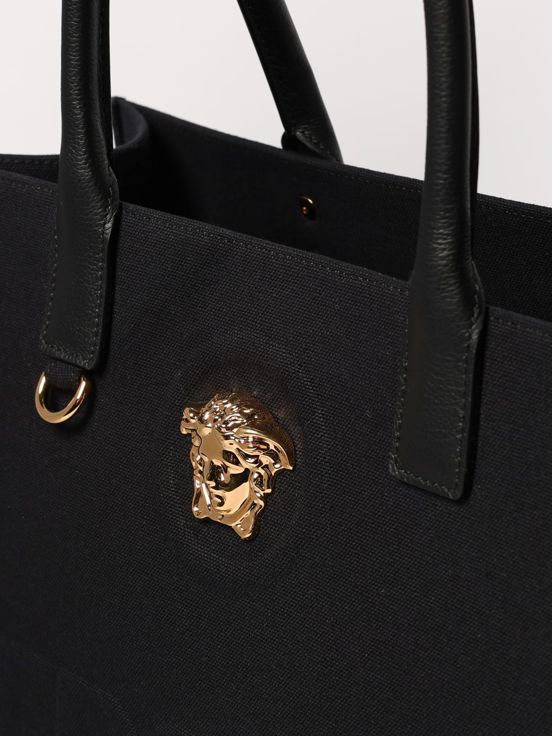 トートバッグ VERSACE Woman Tote bags Black 10047411A03095 1B00V La Medusa Canvas Large Tote Bag Black,Gold | VERSACE US