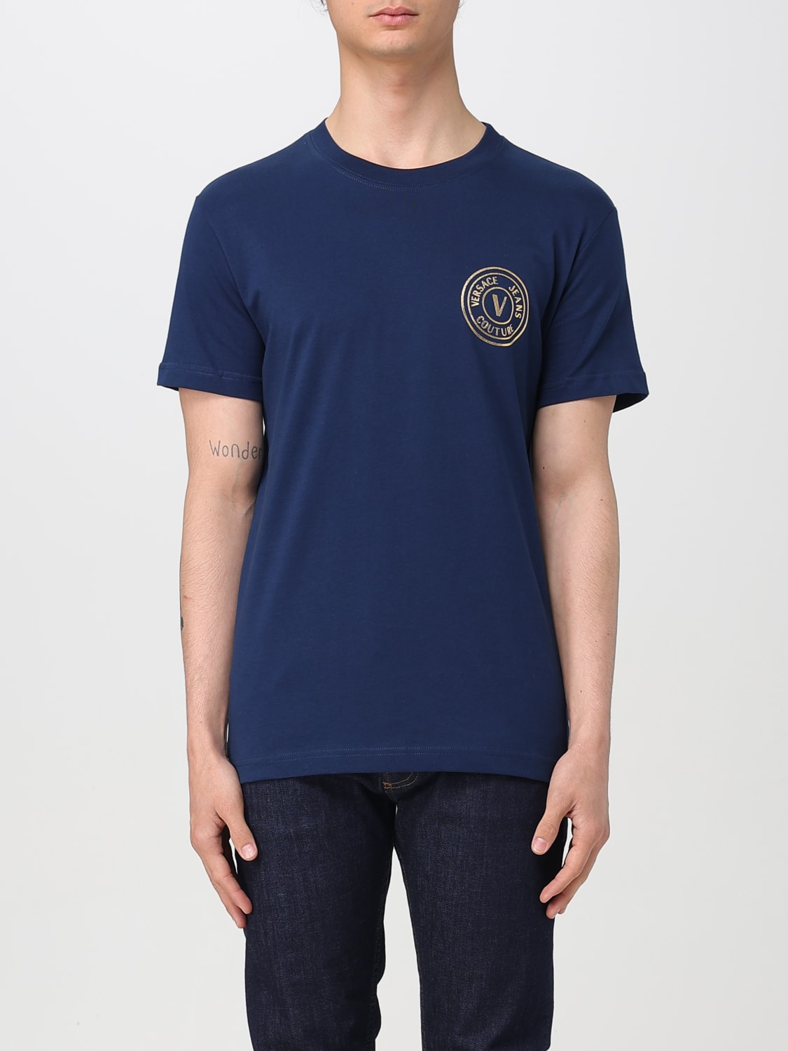 Tシャツ・カットソー VERSACE JEANS COUTURE Men T-shirt Blue 78GAHT00CJ00T G83 VERSACE JEANS COUTURE: T-shirt men - Blue | Versace Jeans