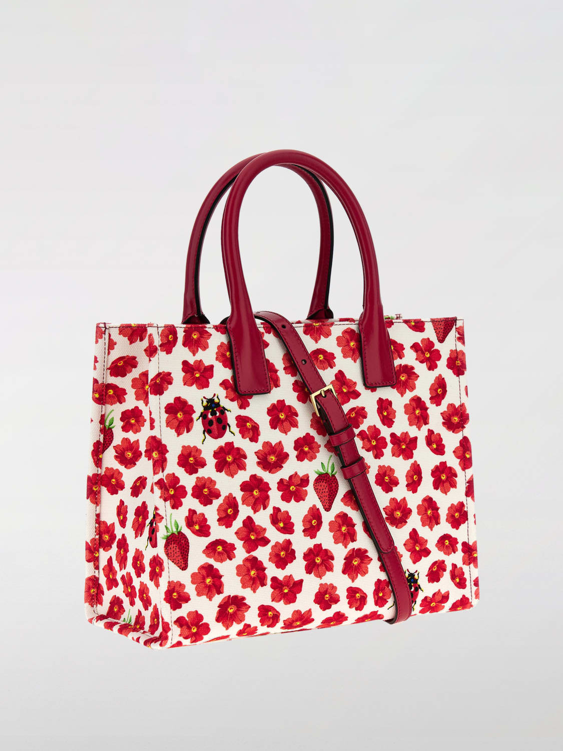 VERSACE TOTE BAG: Versace La Medusa canvas tote bag with flower print, Multicolor - Img 2
