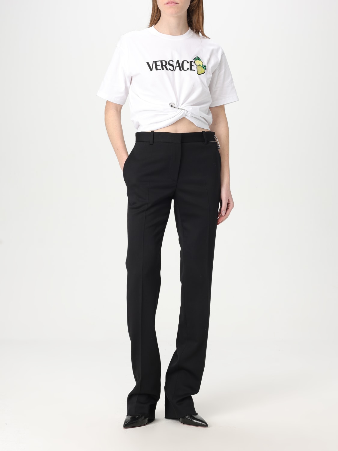 パンツ VERSACE Woman Pants Black 10180211A12258 1B000 VERSACE: Pants woman - Black | Versace pants 10180211A12258