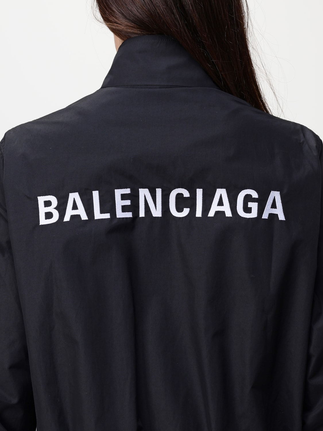 ジャケット BALENCIAGA Woman Jacket Black 818552TPQ38 1000 Balenciaga Black bomber jacket with zip and logo | TheDoubleF