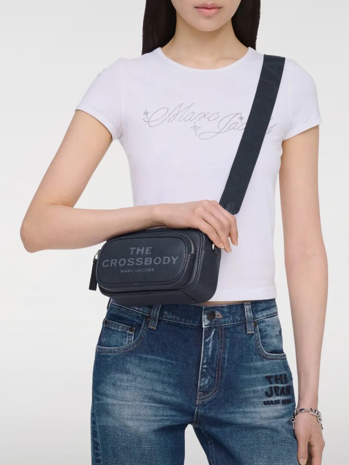 MARC JACOBS BORSA MINI: Borsa The Crossbody Marc Jacobs in pelle a grana , Blue - Img 2