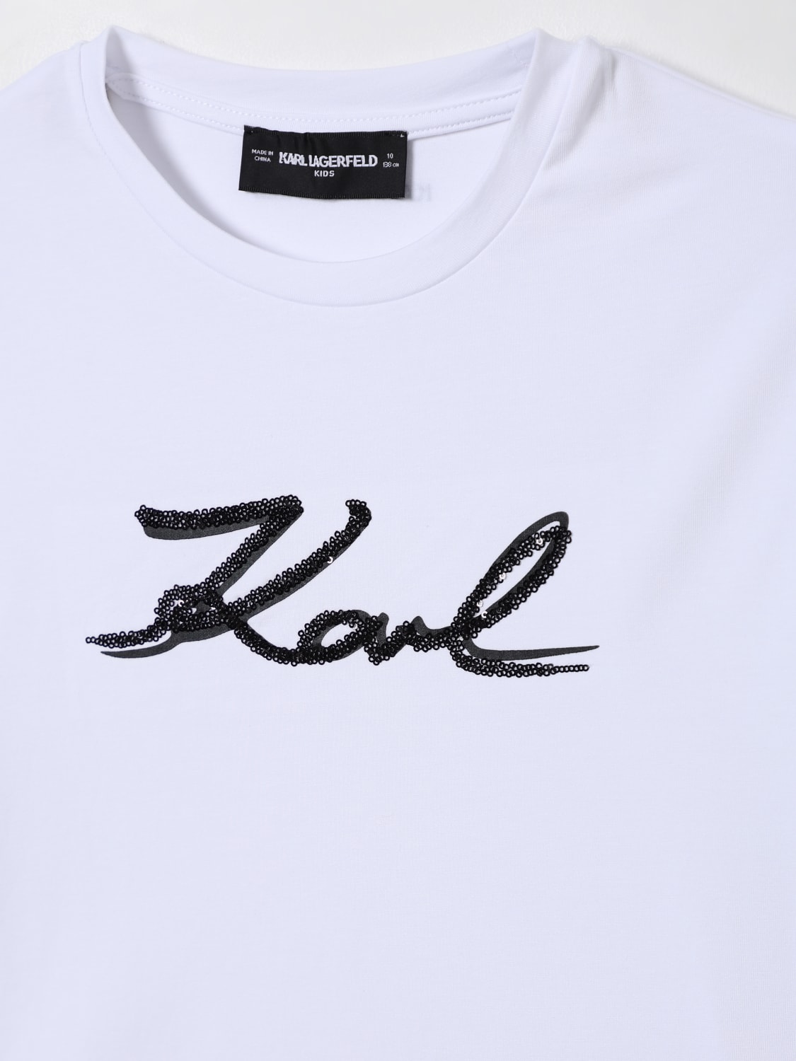 KARL LAGERFELD KIDS T-SHIRT: T-shirt con logo di paillettes Karl Lagerfeld Kids, Bianco - Img 3