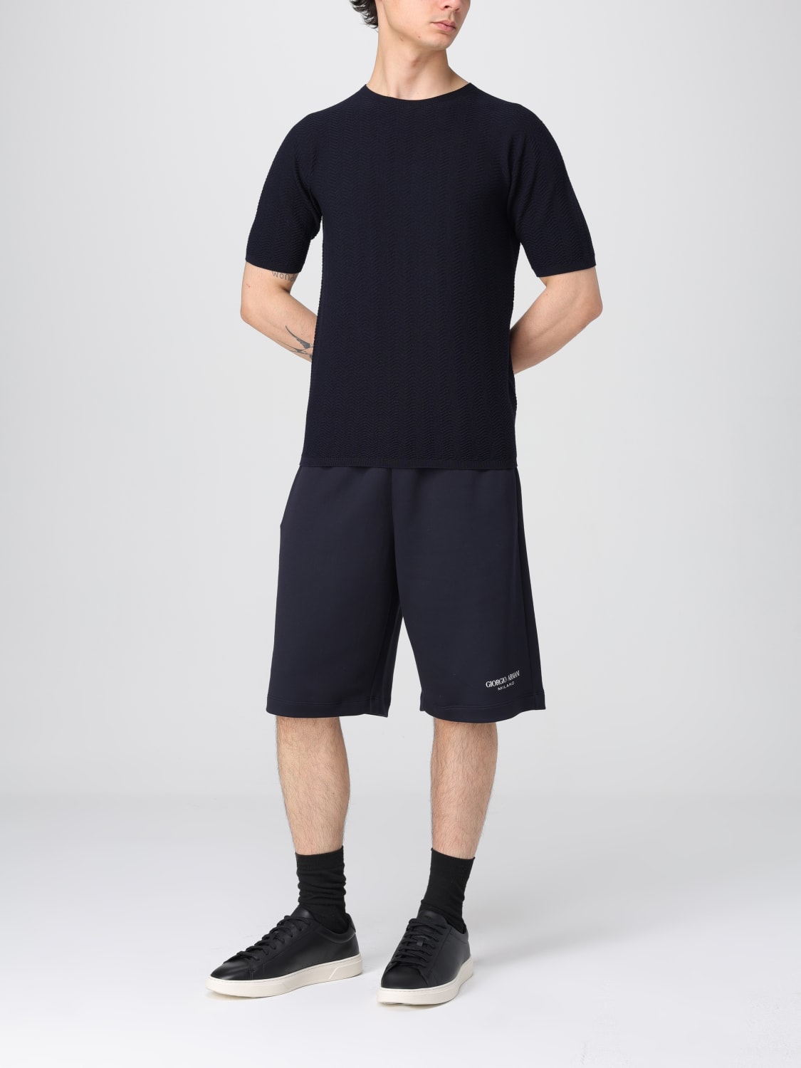 Tシャツ・カットソー GIORGIO ARMANI Men T-shirt Blue GM000981AF14552 UB102 Giorgio Armani logo-embroidered Cotton T-shirt | Blue | FARFETCH