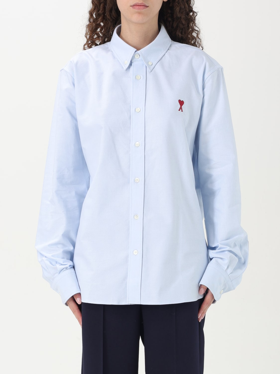 AMI PARIS CAMICIA: Camicia classica Ami Paris in popeline di cotone , Blue - Img 1