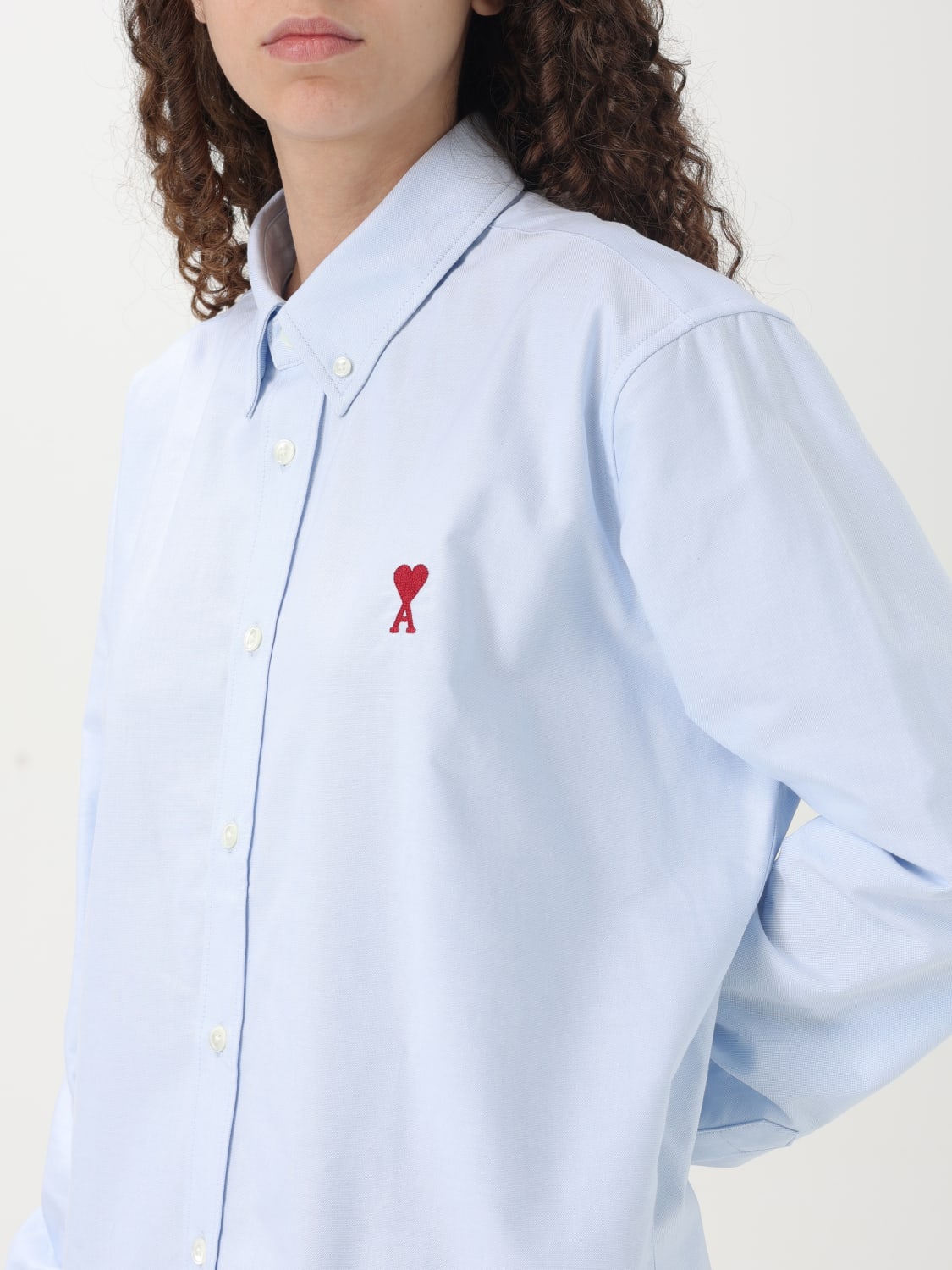 AMI PARIS CAMICIA: Camicia classica Ami Paris in popeline di cotone , Blue - Img 3