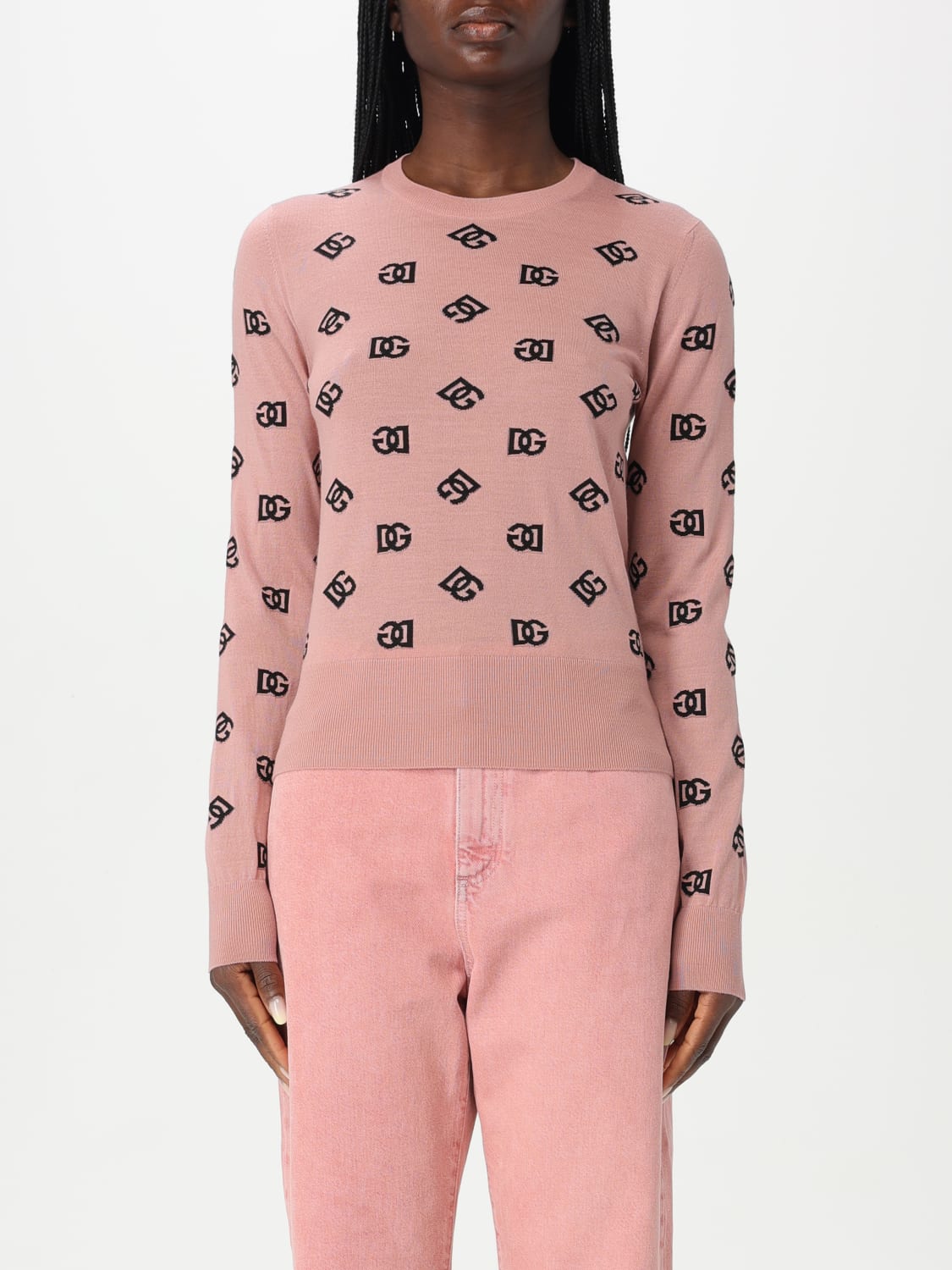 DOLCE & GABBANA MAGLIA: Pullover Dolce & Gabbana in lana vergine e seta , Rosa - Img 1