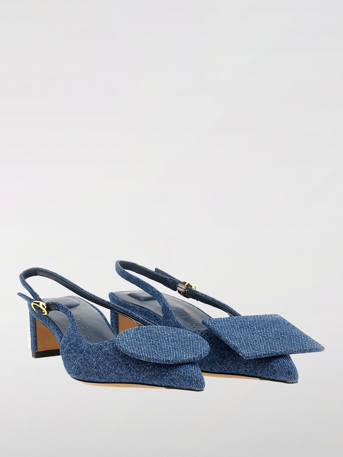 JACQUEMUS DÉCOLLETÉ: Slingback Jacquemus in denim di cotone , Blue - Img 2