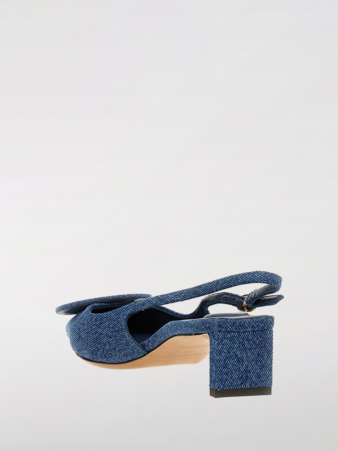 JACQUEMUS DÉCOLLETÉ: Slingback Jacquemus in denim di cotone , Blue - Img 3
