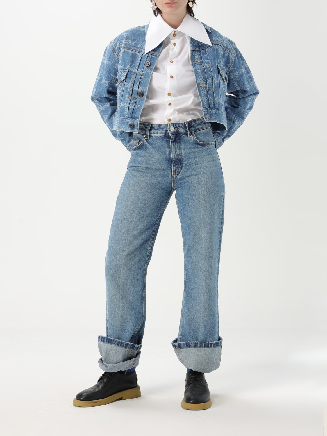 VIVIENNE WESTWOOD GIACCA: Giubbotto Vivienne Westwood in denim con logo, Blue - Img 2