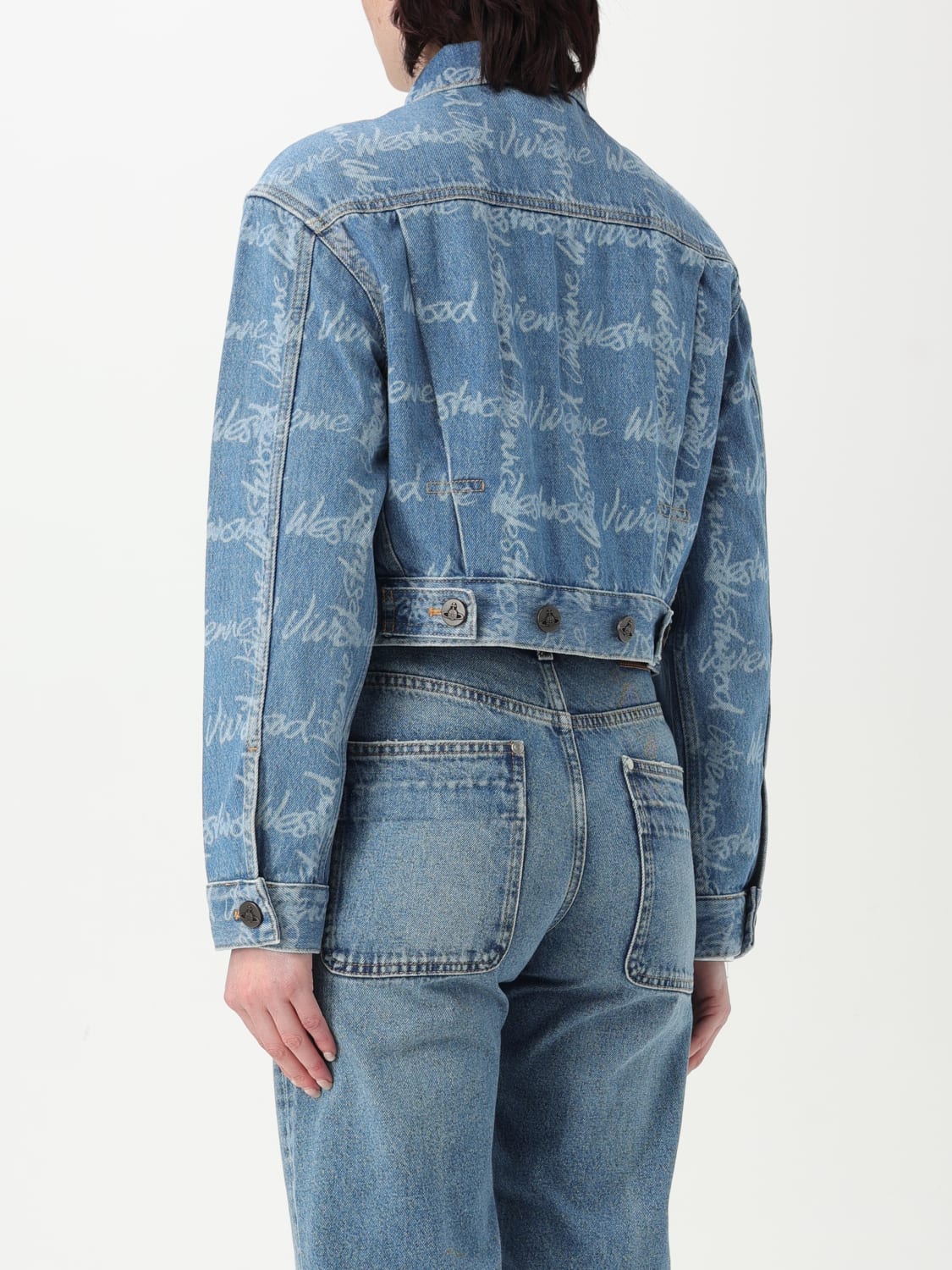 VIVIENNE WESTWOOD GIACCA: Giubbotto Vivienne Westwood in denim con logo, Blue - Img 3
