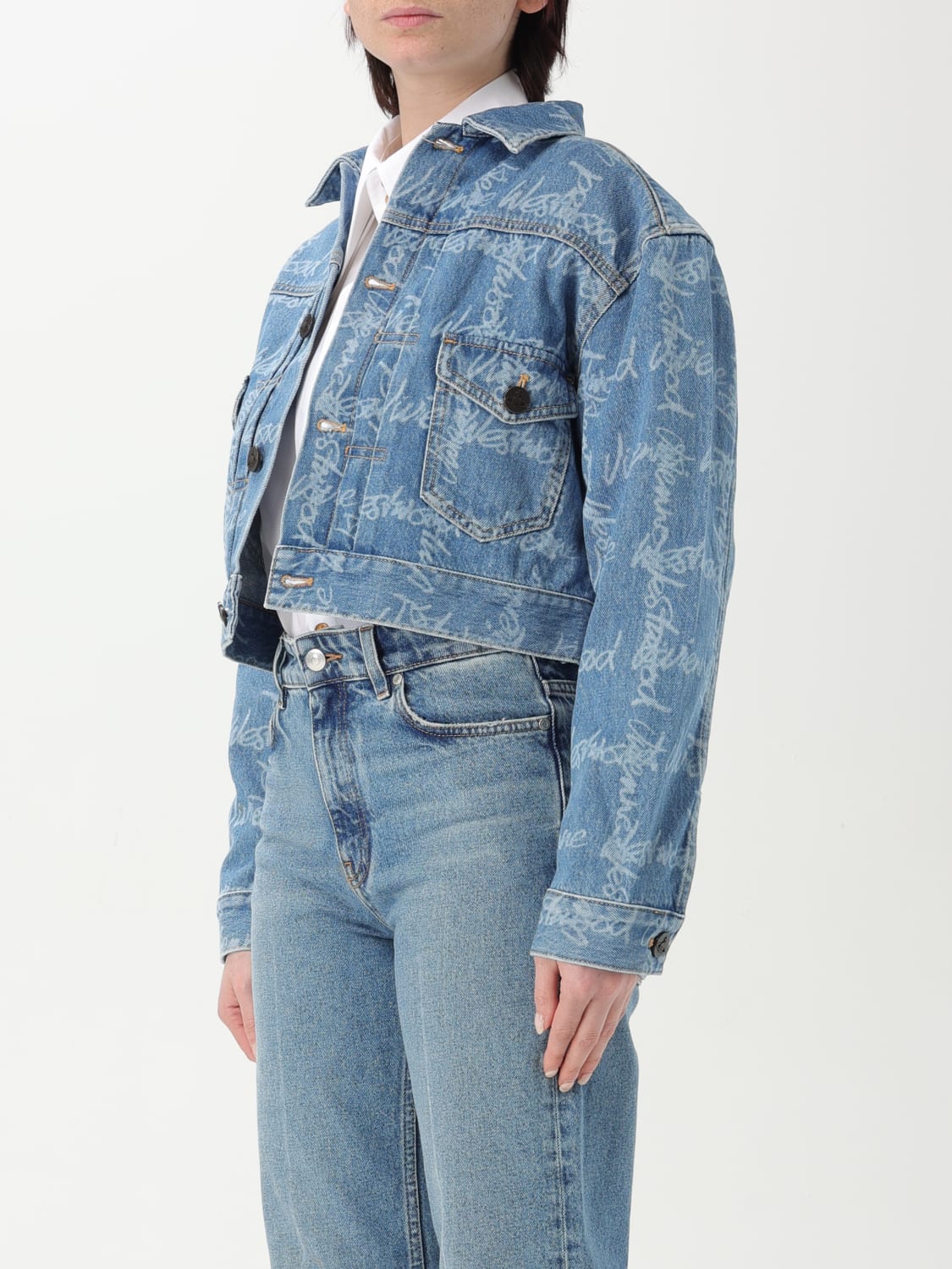 VIVIENNE WESTWOOD GIACCA: Giubbotto Vivienne Westwood in denim con logo, Blue - Img 4