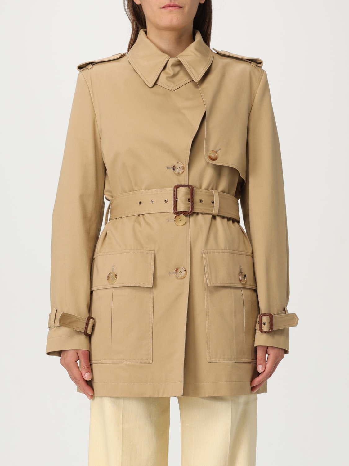 CHLOÉ: Trench coat woman - Beige | Chloé jacket CH25SMA13339