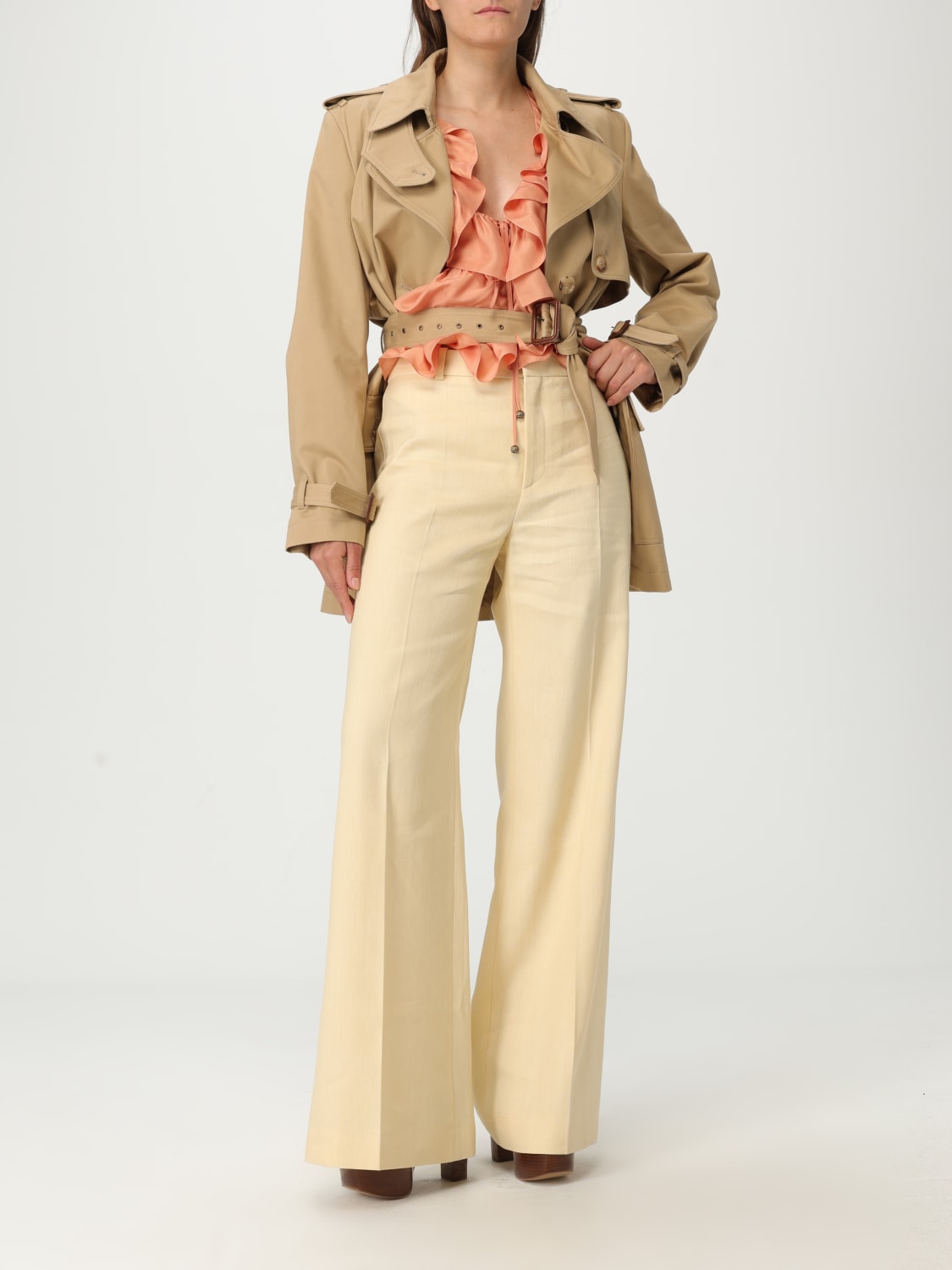 CHLOÉ: Trench coat woman - Beige | Chloé jacket CH25SMA13339 CHLOÉ: Trench coat woman - Beige | Chloé jacket CH25SMA13339