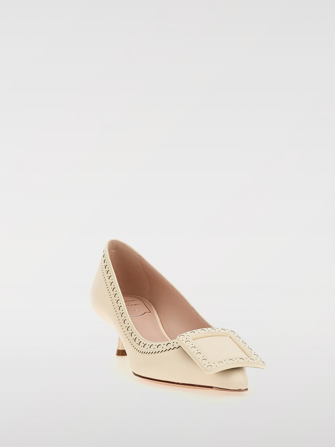 ROGER VIVIER DÉCOLLETÉ: Décolleté Viv' In The City Roger Vivier in pelle con motivo brogue e fibbia decorativa , Bianco - Img 2