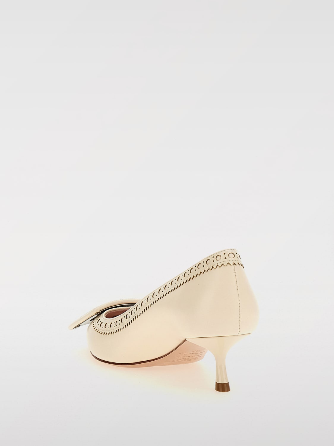 ROGER VIVIER DÉCOLLETÉ: Décolleté Viv' In The City Roger Vivier in pelle con motivo brogue e fibbia decorativa , Bianco - Img 3