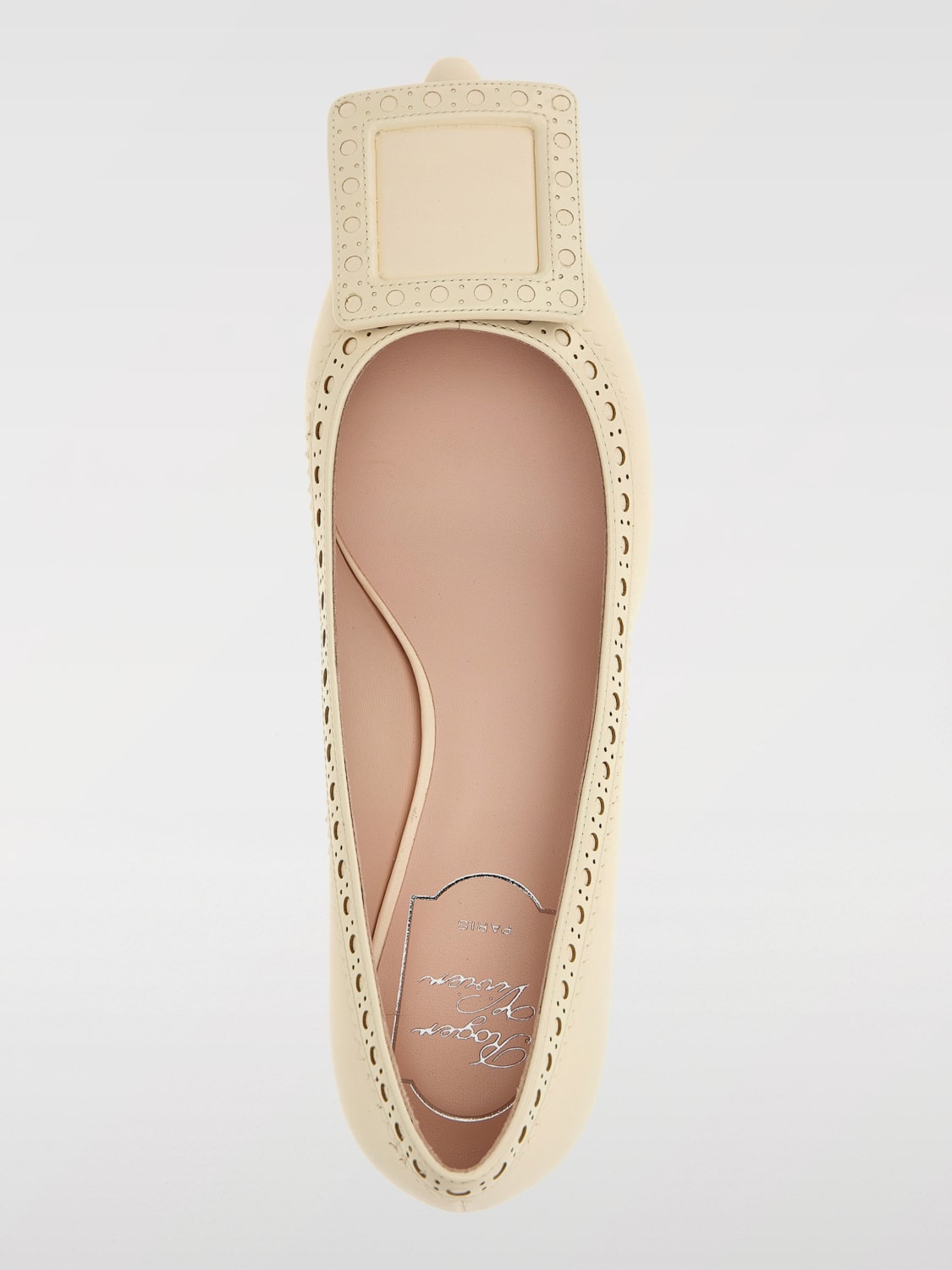 ROGER VIVIER DÉCOLLETÉ: Décolleté Viv' In The City Roger Vivier in pelle con motivo brogue e fibbia decorativa , Bianco - Img 4