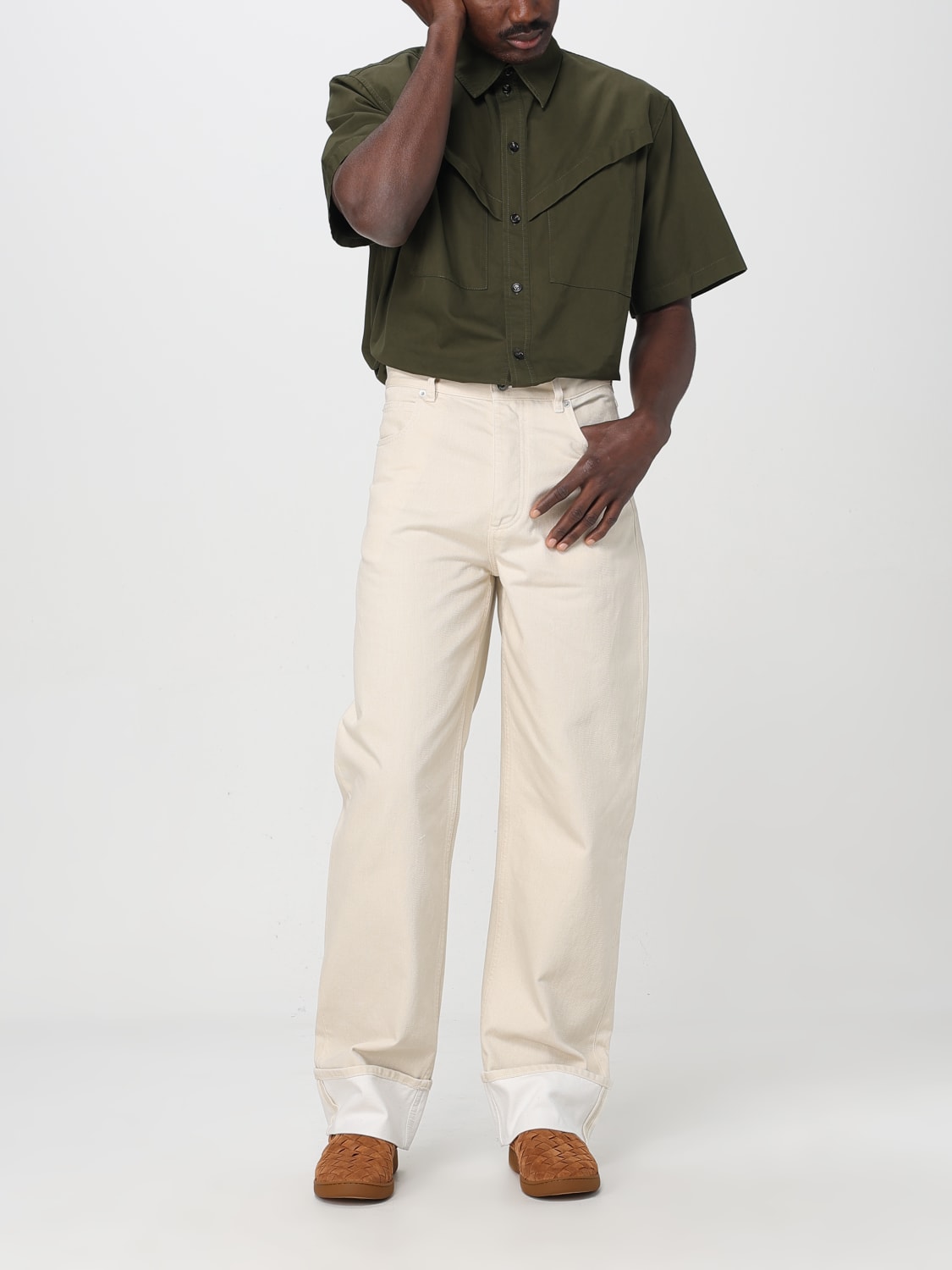 BOTTEGA VENETA CAMICIA: Camicia casual Bottega Veneta in cotone , Kaki - Img 2