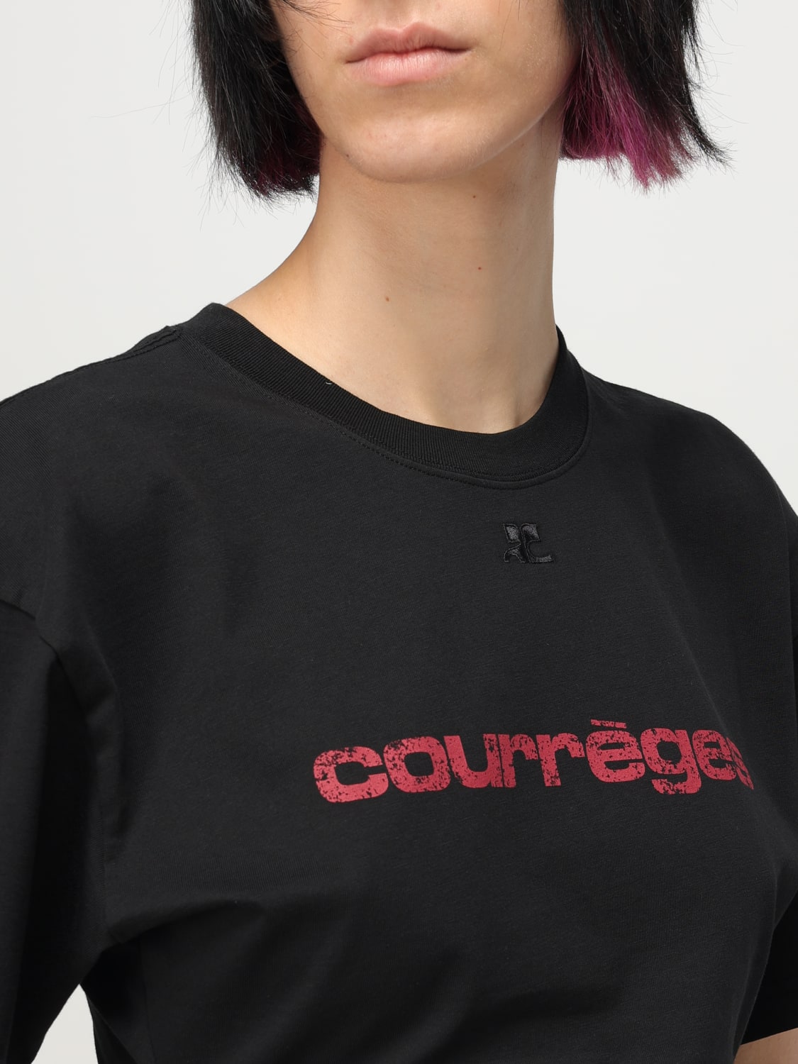Tシャツ・カットソー COURREGES Woman T-Shirt Black 225JTS168JS0112 B177 COURRÈGES: T-shirt woman - Black | Courrèges t-shirt