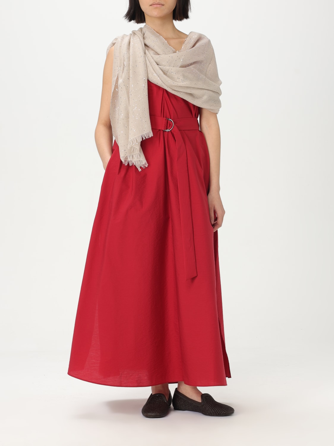 BRUNELLO CUCINELLI: Scarf woman - Beige | Brunello Cucinelli