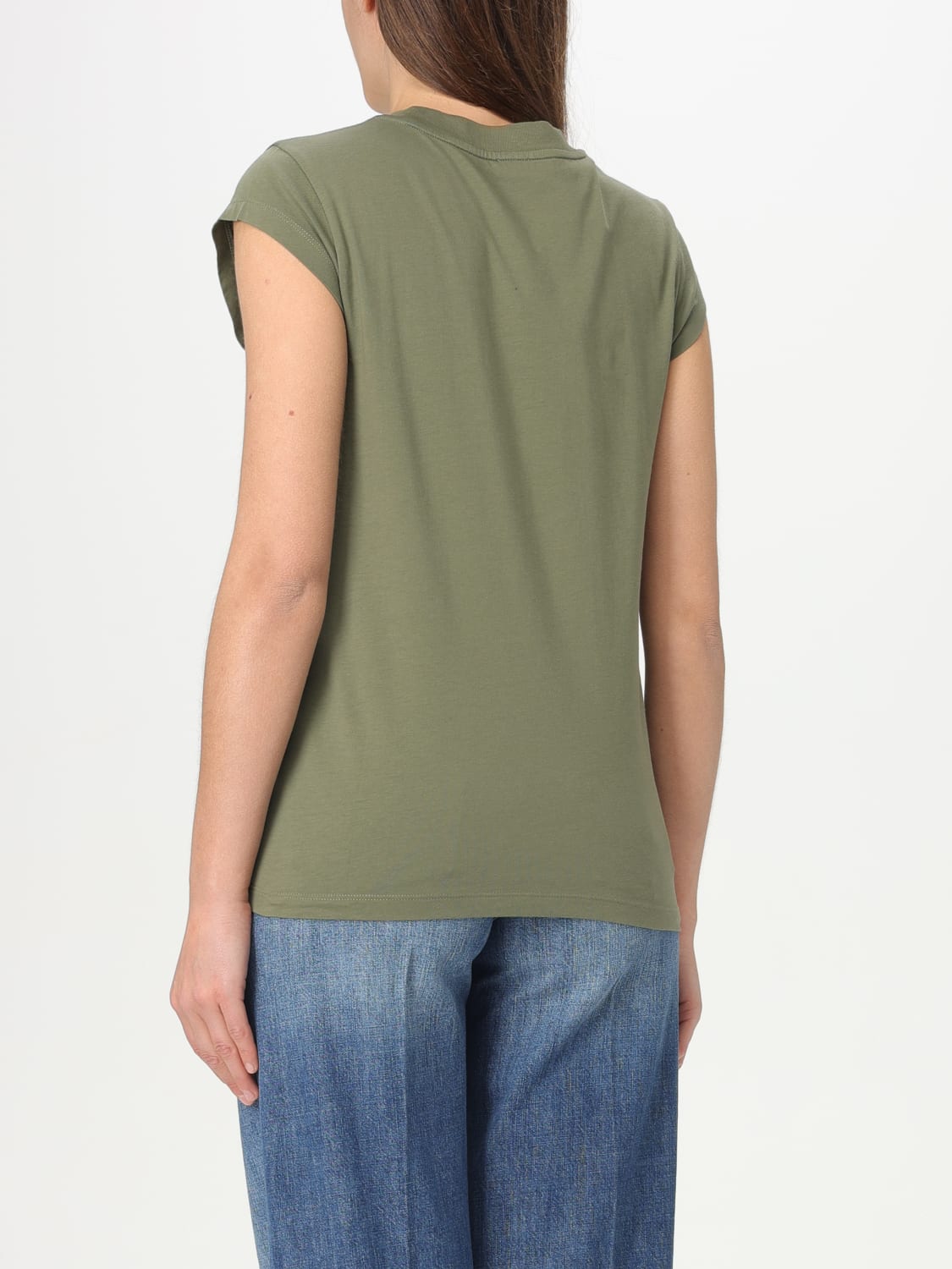 PINKO: T-shirt in cotone con stampa Lover - Verde | T-Shirt
