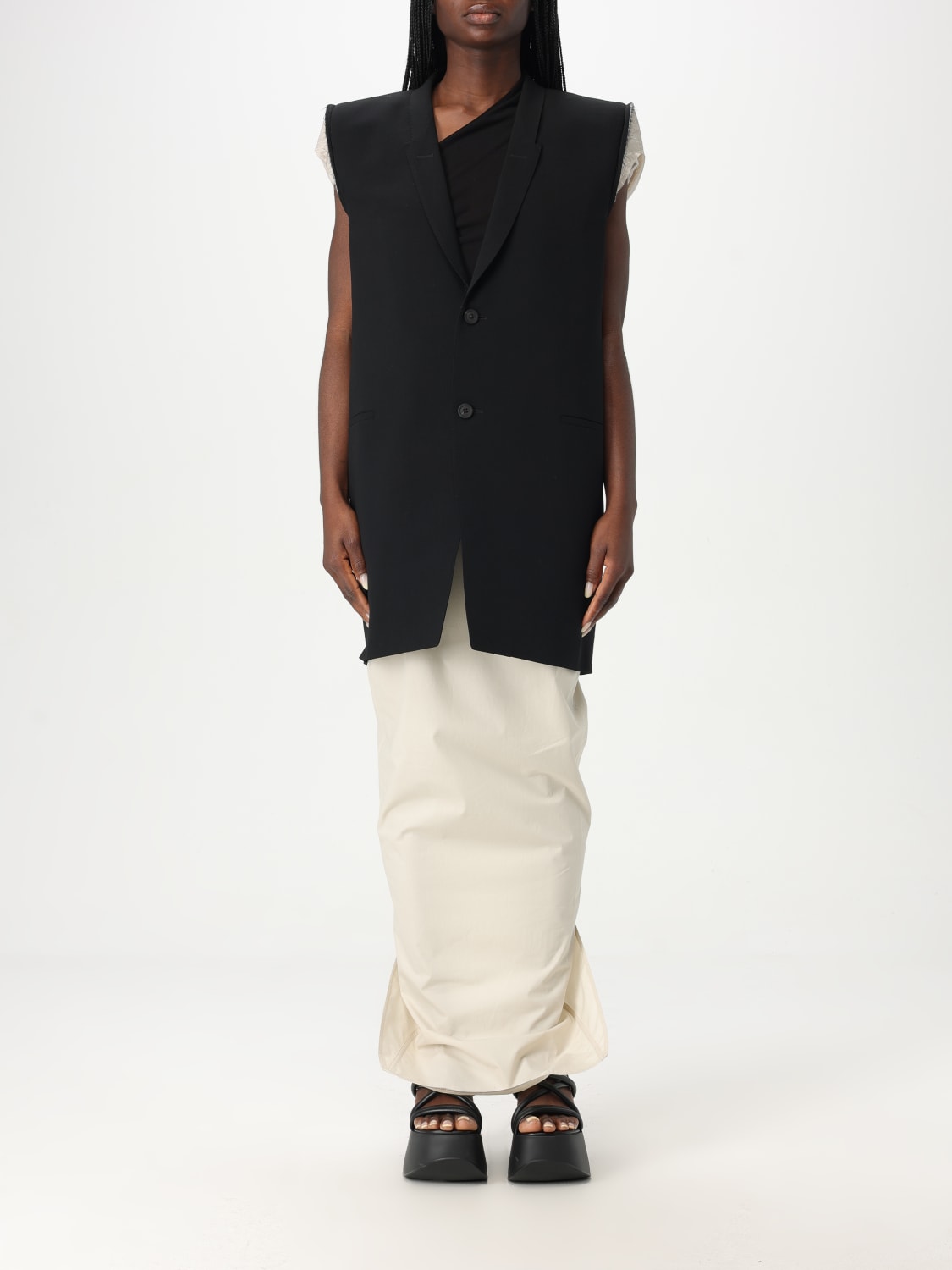 RICK OWENS GILET: Gilet a monopetto in lana Rick Owens, Nero - Img 1