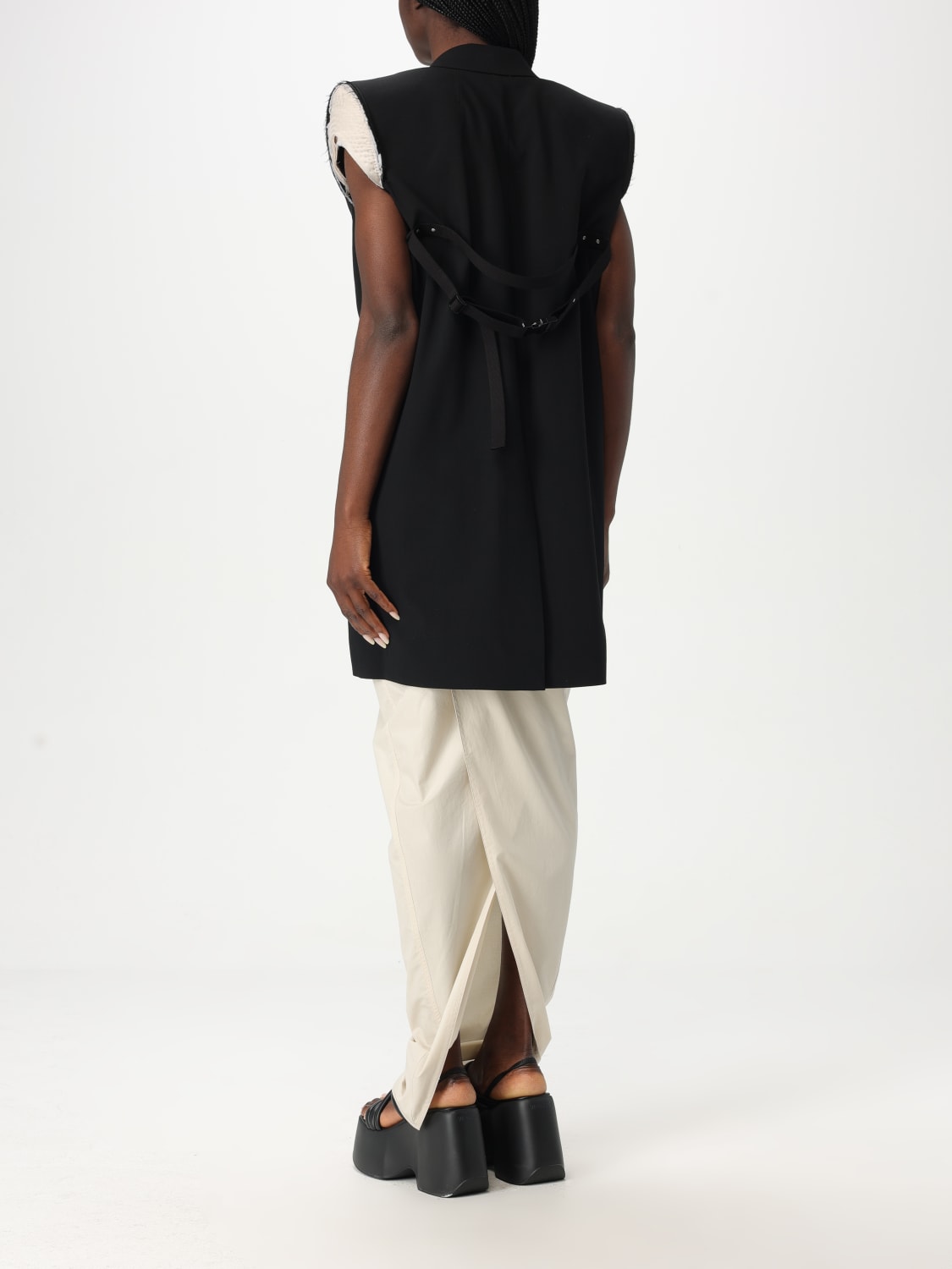 RICK OWENS GILET: Gilet a monopetto in lana Rick Owens, Nero - Img 3