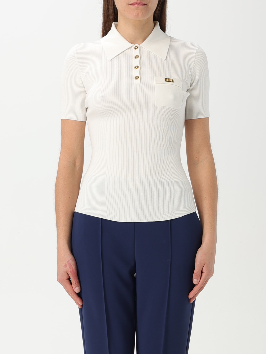 Tシャツ・カットソー ELISABETTA FRANCHI Woman Polo Shirt White MK63B 360 ELISABETTA FRANCHI: Sweater woman - White | Elisabetta
