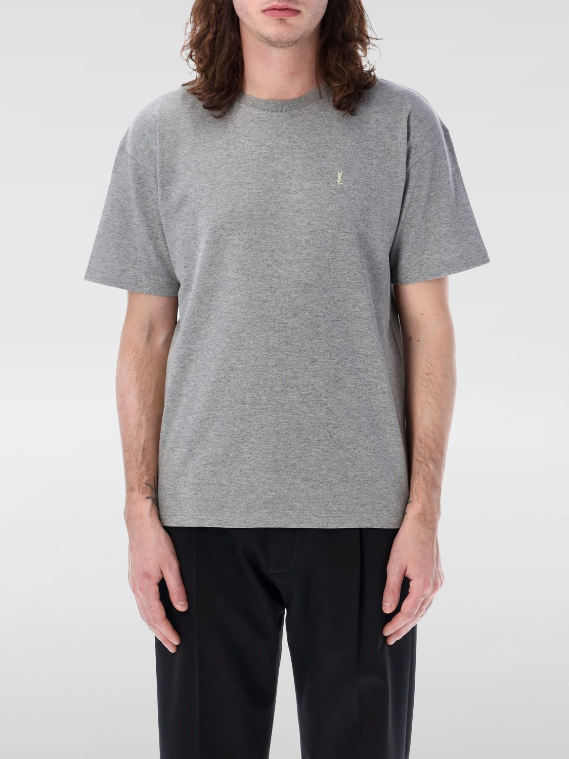 SAINT LAURENT T-SHIRT: T-shirt men Saint Laurent, Grey - Img 1