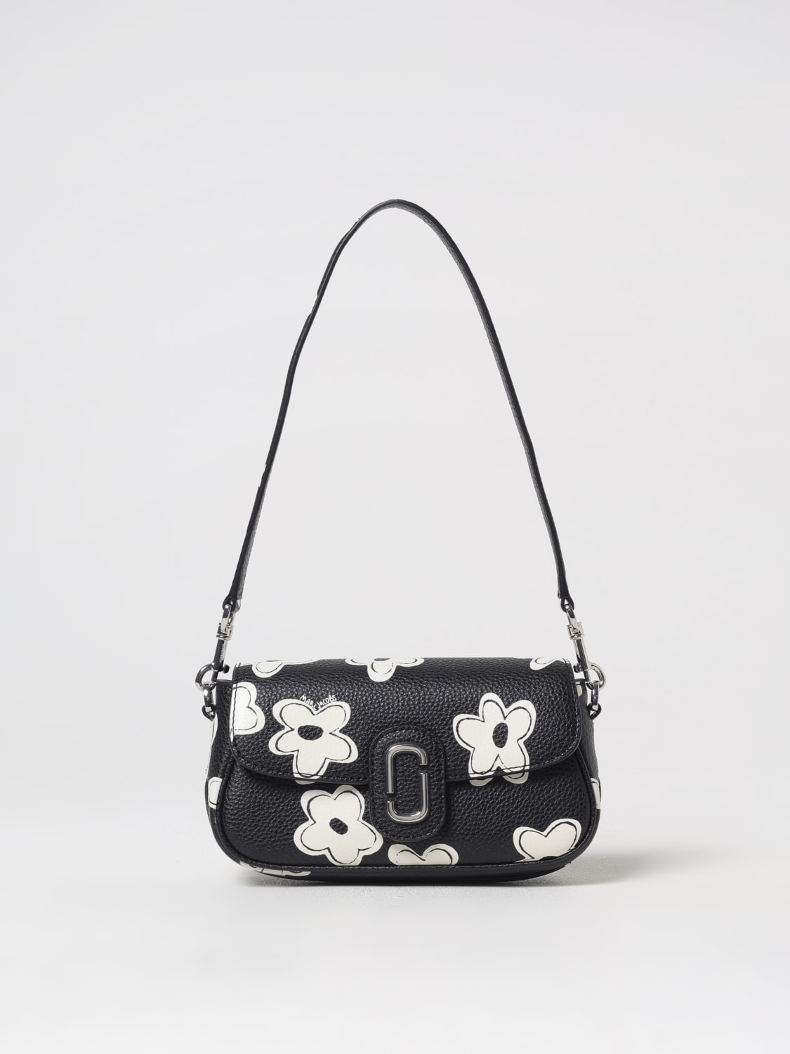 MARC JACOBS BORSA A SPALLA: Borsa a spalla The Daisy Clover Marc Jacobs in pelle a grana con stampa floreale , Nero - Img 1
