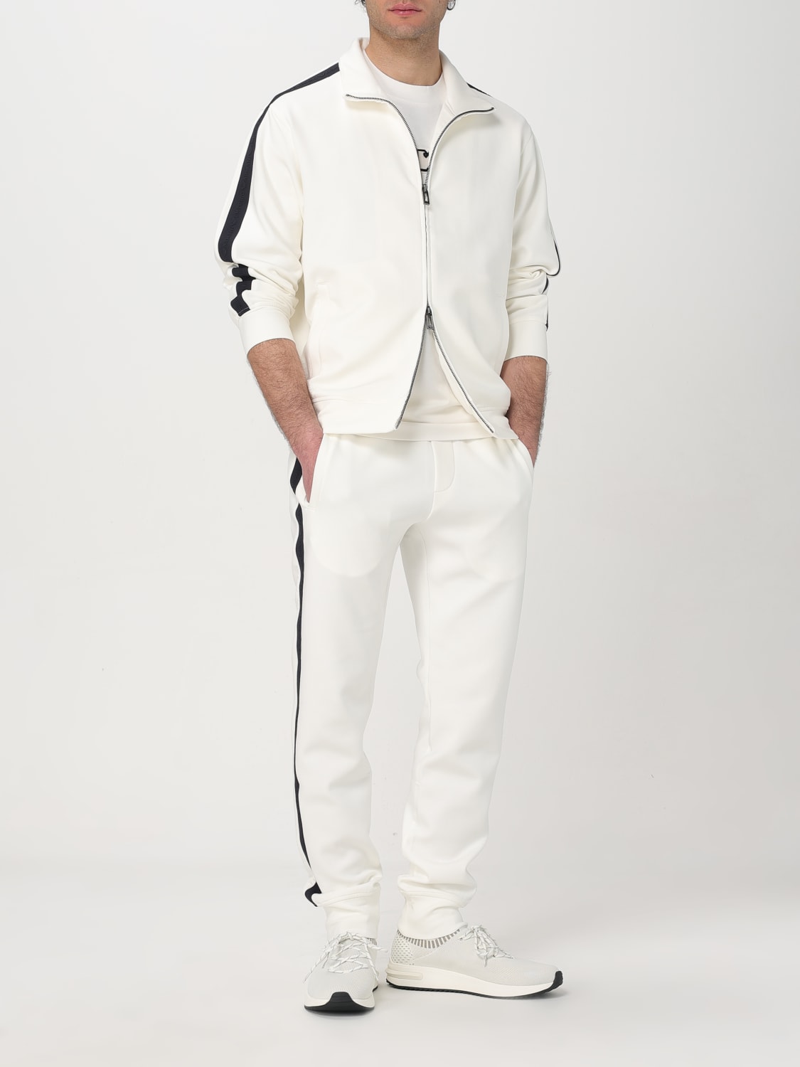 EMPORIO ARMANI FELPA: Felpa Emporio Armani in jersey con zip , Bianco - Img 2
