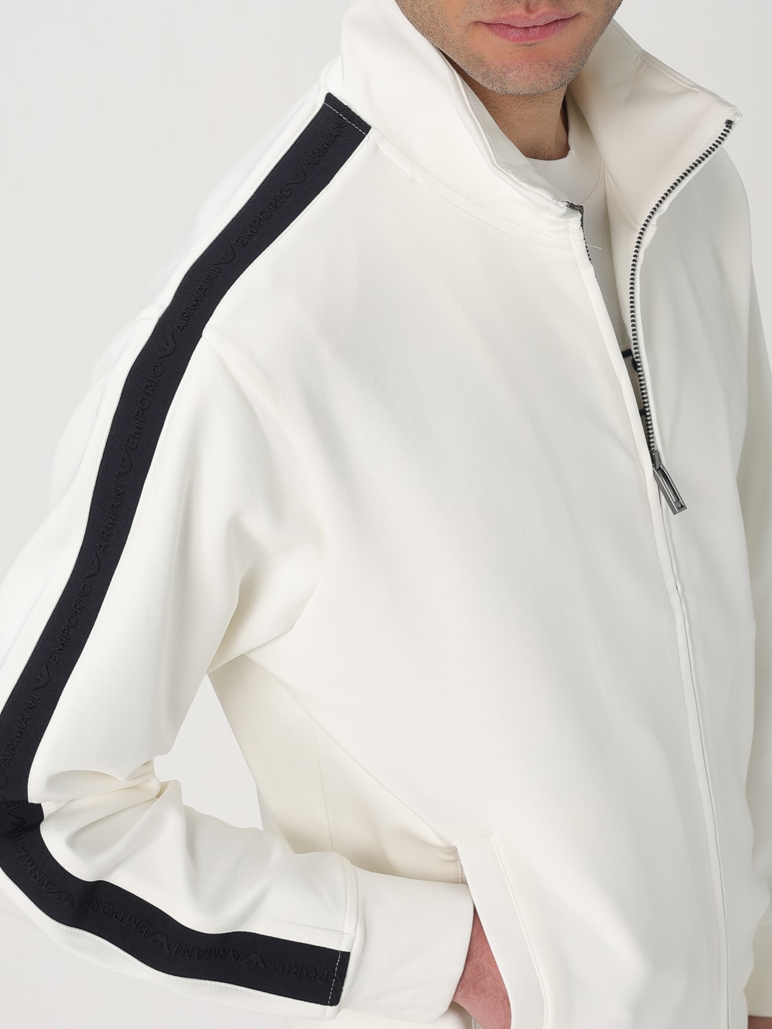 EMPORIO ARMANI FELPA: Felpa Emporio Armani in jersey con zip , Bianco - Img 5